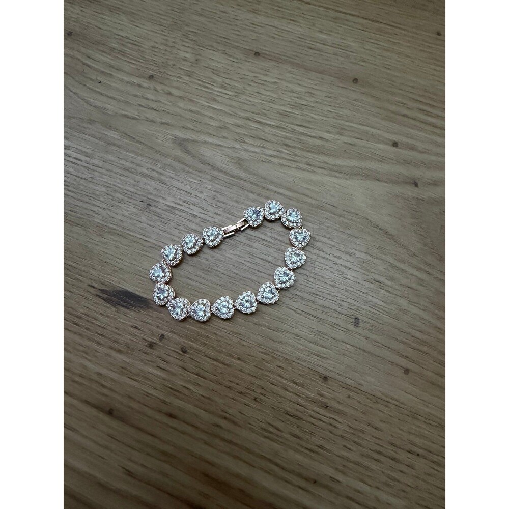 Rose Gold CZ Heart Shape Tennis Bracelet
